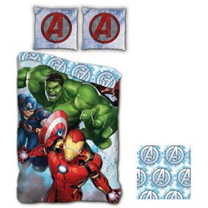 AYMAX Parure de lit réversible Avengers Hulk, Captain America, Iron Man- 140 cm x 200 cm - Publicité