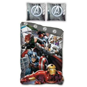 Aymax - Parure de lit réversible Marvel Avengers - 140 cm x 200 cm - Publicité