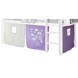 Rideaux pour lit superposé lit surélevé cabane tente coton motif princesse lilas et blanc - Lilas