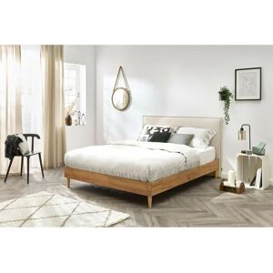 Lit Bobochic Lit 180x200 cm cara avec lattes massives pieds en bois naturel 180x200 Beige - Beige - Publicité