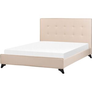 BELIANI Sommier de Lit Double 140 x 200 cm en Tissu Beige Rembourrage de Qualité Ambassador - Publicité