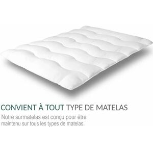 Sampur - Surmatelas Nuage Convient à tous les matelas - 4 sangles de maintien - Confort enveloppant - 140 x 200 cm - Blanc - Publicité