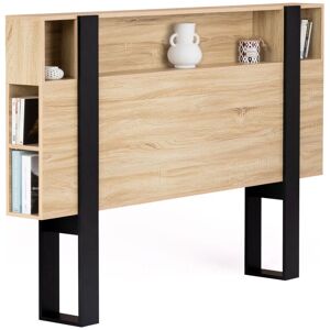 IDMARKET Tête de lit PHOENIX 140 cm avec rangements bois et noir - Publicité