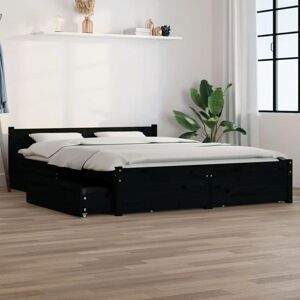 Vidaxl - Cadre de lit avec tiroirs Noir 140x190 cm - Publicité