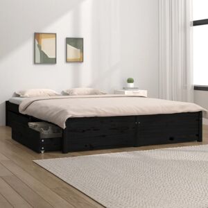 Vidaxl - Cadre de lit avec tiroirs Noir 140x190 cm - Publicité
