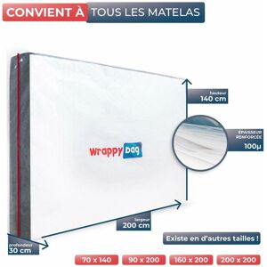 WRAPPYBAG 140x200 cm - Housse de Protection en Plastique pour Matelas - Ideal pour déménagement - Publicité