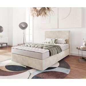 DELIFE Lit-a-sommier-tapissier Dream-Well 120x200 cm Velours côtele Beige avec...