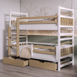 petitechambre.fr Lit superpose sur mesure 3D en bois avec 48 couleurs - ELI 2   Blanc   90 cm x 190 cm