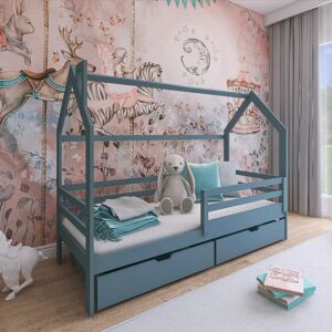 petitechambre.fr Lit cabane 1 place LILA pour chambre enfant   Gris   80 cm x 200 cm   Pin Massif