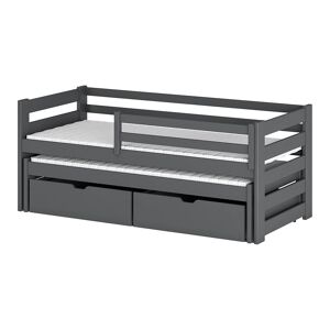 petitechambre.fr Lit gigogne Cuba pour enfant personnalisable   Graphite   80 cm x 180 cm   : Lit en Pin Massif et tiroirs en melamine