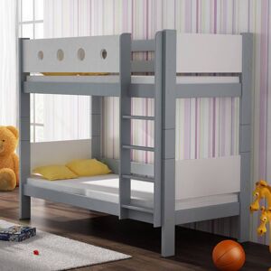 petitechambre.fr Lit superposé Petite Canaille enfant personnalisable   Gris   80 cm x 160 cm   Pin massif et MDF