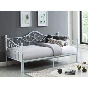 Vente-unique Lit gigogne banquette avec sommier peigne 2 x 90 x 200 ou 180 x 200 cm - Metal - Blanc - SEBILLE