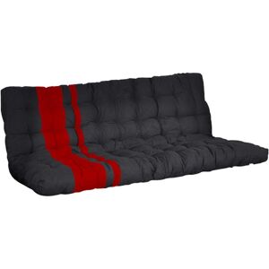 Vente unique Futon 135 x 190 cm special banquette lit ep10cm Noir et Rouge MODULO