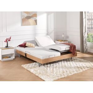 Vente-unique.com Lit électrique relaxation tout plots matelas latex CASSIOPEE III de DREAMEA - moteurs OKIN - 2 x 90 x 200 cm - chêne - Publicité