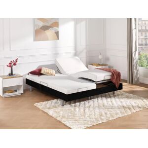 Vente-unique.com Lit électrique relaxation tout plots matelas latex CASSIOPEE III de DREAMEA - moteurs OKIN - 2 x 90 x 200 cm - noir - Publicité