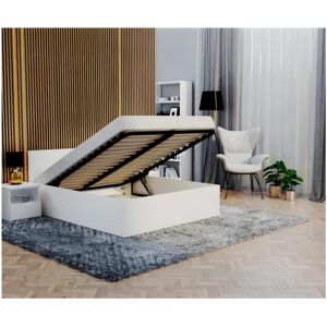 NOVA CONFORT Lit coffre Paris 160 x 200 cm avec sommier à lattes relevable Blanc