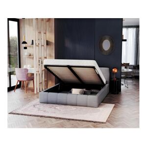 NOVA CONFORT Lit coffre ATLANTA 140 x 190 cm avec sommier à lattes relevable Gris Clair