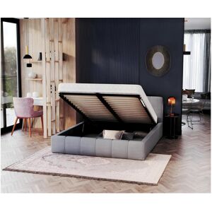 NOVA CONFORT Lit coffre ATLANTA 140 x 190 cm avec sommier à lattes relevable Gris Clair