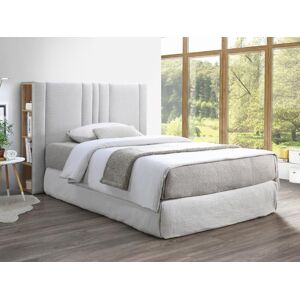 Vente unique Tete de lit avec rangements 160 cm Tissu Gris clair et naturel SIVERI