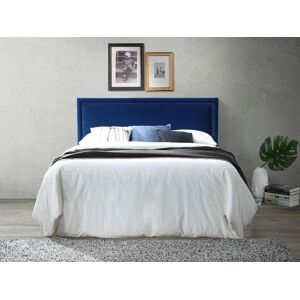 Vente-unique Tête de lit finition cloutée ALVISE - Tissu effet velours - 170 cm - Bleu marine