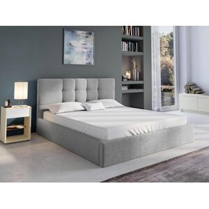 Lit coffre 140 x 190 cm - Tissu - Gris + Matelas - ELIAVA de Pascal Morabito