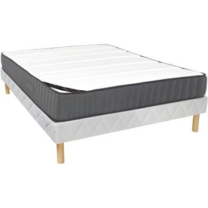 Vente-unique.com Ensemble sommier + matelas 140 x 190 cm ressorts ensachés 7 zones et mousse haute résilience ép.26cm - AUDACE de PALACIO