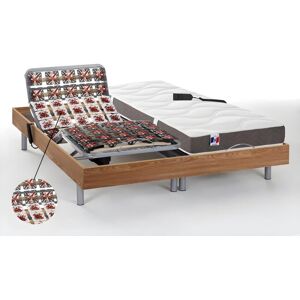 Vente-unique.com Lit électrique relaxation tout plots matelas 100% latex 3 zones JUPITER de DREAMEA - Naturel clair - 2 x 90 x 200 cm - moteurs OKIN - Publicité