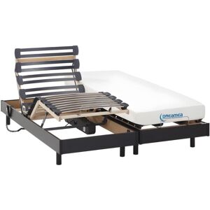 Vente uniquecom Lit electrique relaxation matelas memoire de forme HERACLES de DREAMEA noir 2 x 80 x 200 cm