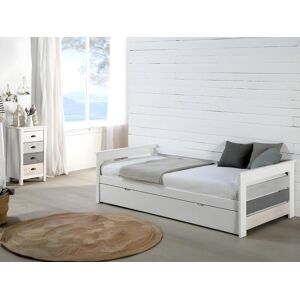 Vente unique Lit gigogne banquette CELIANE 2 x 90 x 190 cm MDF Blanc matelas