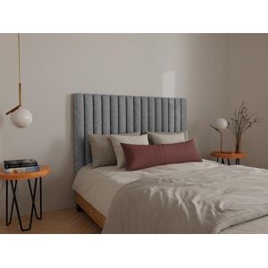 Vente unique Tete de lit coutures verticales 150 cm Tissu Gris SARAH