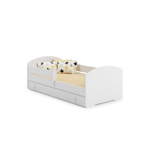 Luk - lit simple 140x70 blanc, dans un ensemble avec un tiroir, une balustrade, un matelas et un cadre