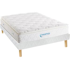 Vente uniquecom Ensemble 160 x 200 cm sommier matelas ressorts ensaches surmatelas integre ep28cm AMERICAN DREAM de DREAMEA