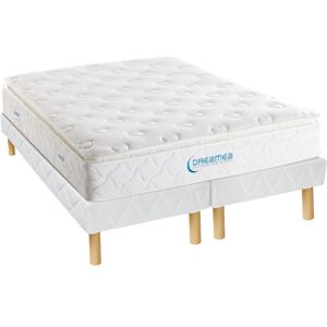 Vente uniquecom Ensemble 200 x 200 cm sommier matelas ressorts ensaches surmatelas integre ep28cm AMERICAN DREAM de DREAMEA