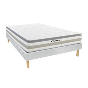 Ensemble 160 x 200 cm sommier matelas ressorts ensaches et surmatelas integre ep29cm CANTERBURY de YSMEE