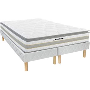 Ensemble 180 x 200 cm sommier matelas ressorts ensaches et surmatelas integre ep29cm CANTERBURY de YSMEE