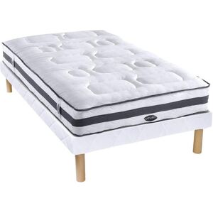 Vente uniquecom Ensemble 80 x 200 cm sommier matelas ressorts ensaches 7 zones et memoire de forme ep25cm AMARANTE de NATUREA