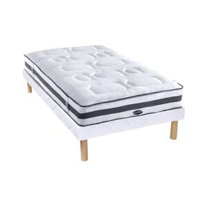 Vente-unique.com Ensemble 90 x 200 cm sommier + matelas ressorts ensaches 7 zones et memoire de forme ep.25cm - AMARANTE de NATUREA