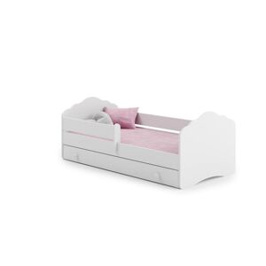 Fala - lit simple 140x70 blanc, dans un ensemble avec un tiroir, une balustrade, un matelas et un cadre