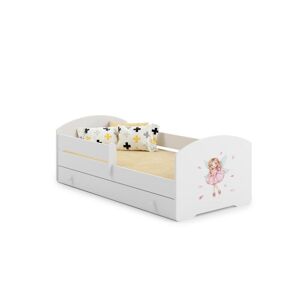 Luk - lit simple 160x80 avec des graphismes pour enfants, dans un ensemble avec un tiroir, une balustrade, un matelas et un cadre - Publicité