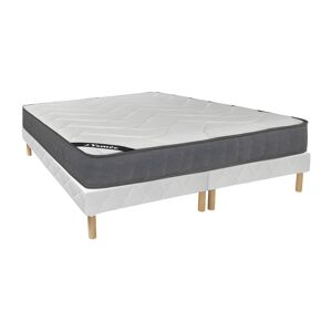 Ensemble 180 x 200 cm sommier matelas ressorts ensaches 5 zones accueil memoire de forme ep23cm BABYLONE de YSMEE