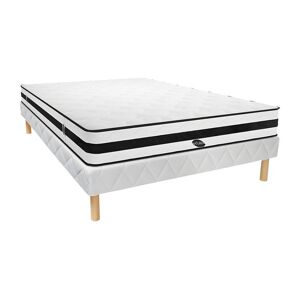 Vente-unique.com Ensemble 140 x 190 cm sommier + matelas ressorts ensaches 5 zones ep.24cm - AGATHE de NATUREA