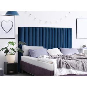 Vente-unique Tete de lit coutures verticales SARAH - 170 cm - Velours - Bleu nuit