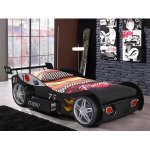 Vente-unique Lit voiture RUNNER avec tiroir - 90 x 200 cm - Noir + matelas