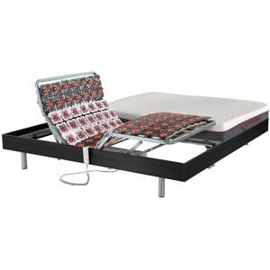 Vente-unique.com Lit électrique relaxation tout plots matelas mémoire de forme ATRIDE de DREAMEA - moteurs OKIN - noir - 2 x 90 x 200 cm - Publicité