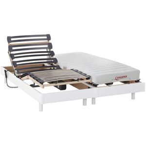 Vente-unique.com Lit électrique relaxation matelas accueil latex TYNDARE de DREAMEA - blanc - 2 x 90 x 200 cm - Publicité