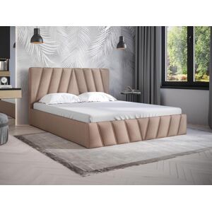 PASCAL MORABITO Lit coffre 160 x 200 cm - Velours - Beige - LIDAMA de Pascal Morabito