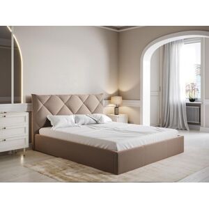 PASCAL MORABITO Lit coffre 160 x 200 cm - Velours - Beige - STARI de Pascal Morabito