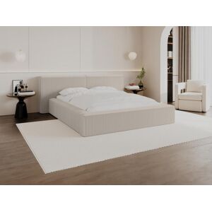 Lit coffre 160 x 200 cm - Velours côtele - Beige + Matelas - TIMANO de Pascal Morabito