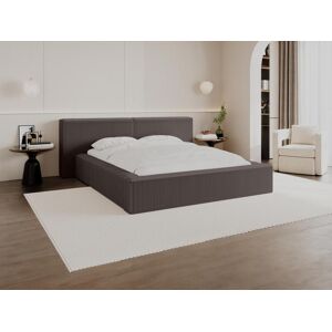 Lit coffre 180 x 200 cm Velours cotele Taupe Matelas TIMANO de Pascal Morabito