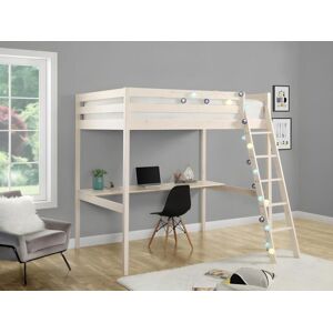 Vente unique Lit mezzanine GEDEON II 140 x 190 cm Avec bureau Pin massif Blanchi